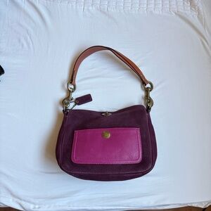 Coach Shoulder Bag in Deep Purple and Vibrant Pink